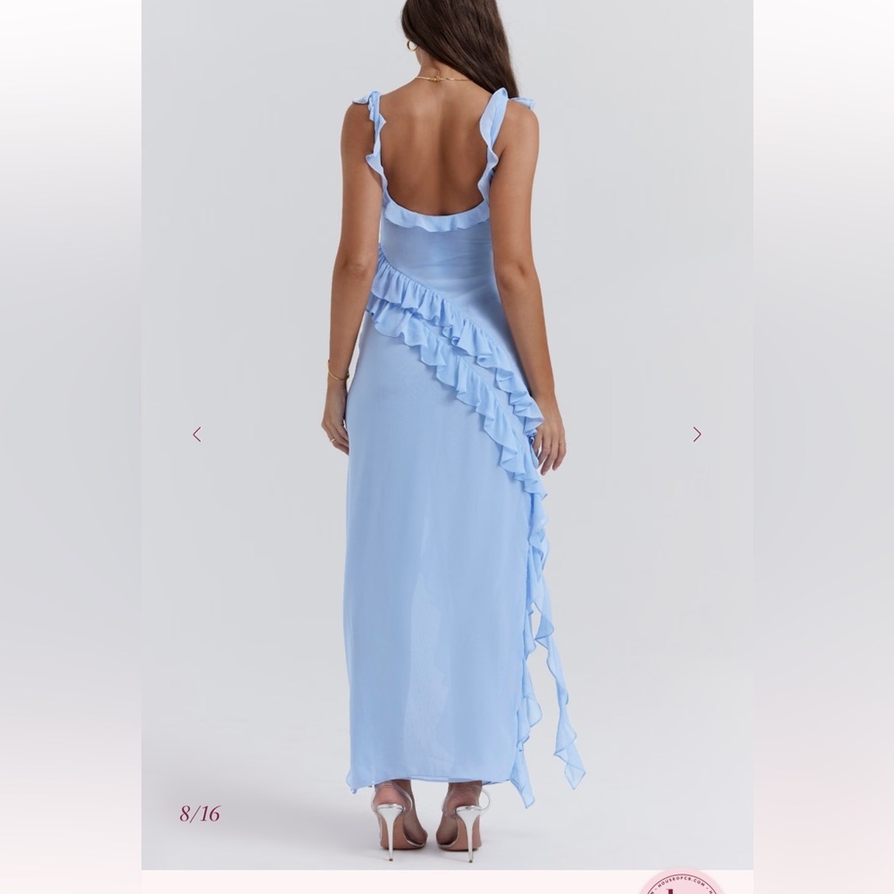NWT House of CB | Ariela Soft Blue Ruffle Maxi Dress (sold out style/size) - Picture 4 of 16